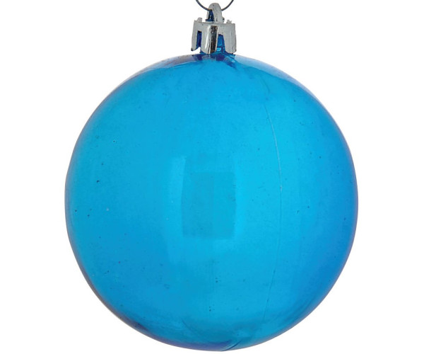 Μπλέ Πλαστική Διάφανη Χριστουγεννιάτικη Μπάλα 10cm (Σετ 4 τμχ)